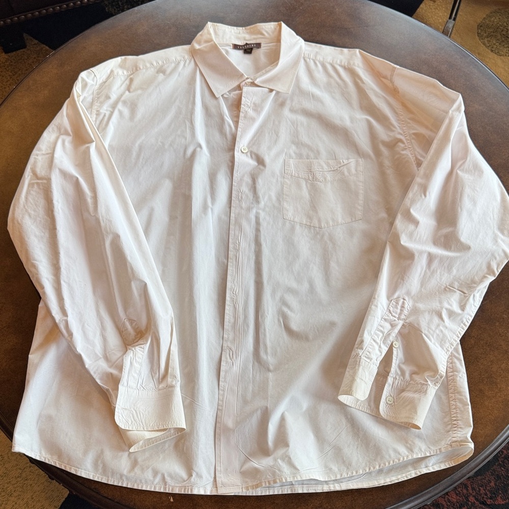 XXL Saltaire Men's Light White Dress Shirt with Chest Pocket (white patterned)